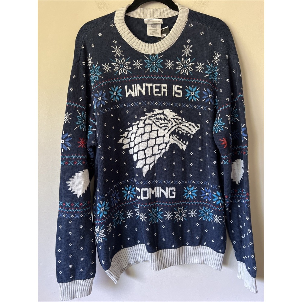Game of Thrones House Stark Mens Ugly Christmas Sweater Winter is Coming XL